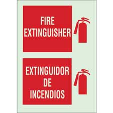 Brady BradyGlo Bilingual Fire Extinguisher Sign/ Buy online
