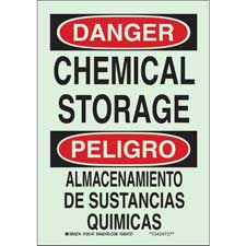 Brady BradyGlo Bilingual DANGER Chemical Storage Sign/ Buy online
