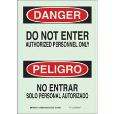 Brady BradyGlo Bilingual DANGER Do Not Enter Authorized Personnel Only Sign/ Buy online