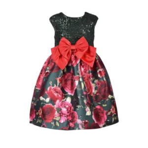 Bonnie Jean Burgundy Floral Print Dress