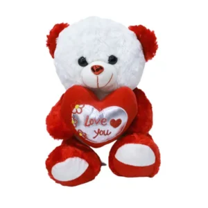 GVS 40cm Sitting Teddy (White & Red)