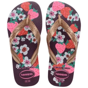 Havaianas K Kids Flores Fc Slippers – Egg Plant Rose Gold