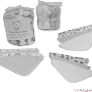 Snuggle Baby 12pk Baby Wash Cloth ? Grey