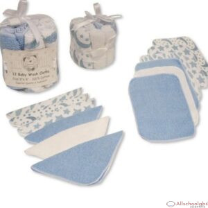 Snuggle Baby 12pk Baby Wash Cloth ? Blue