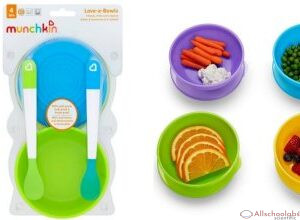 Munchkin Love-A-Bowl 4pk Bowls With Lids N 2 Spoons