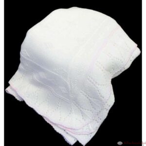 Luxurious UK pink-taped white Baby shawl