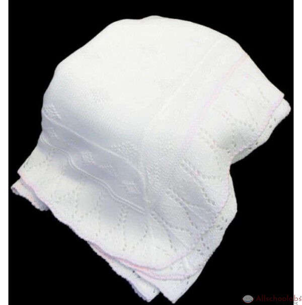 Luxurious UK pink-taped white Baby shawl