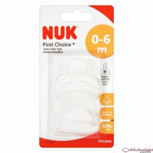 NUK First Choice Anti-colic Teat 2pk 0-6mths