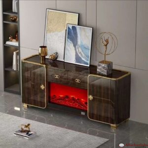 Marble TV Stand with Shelf & Drawer