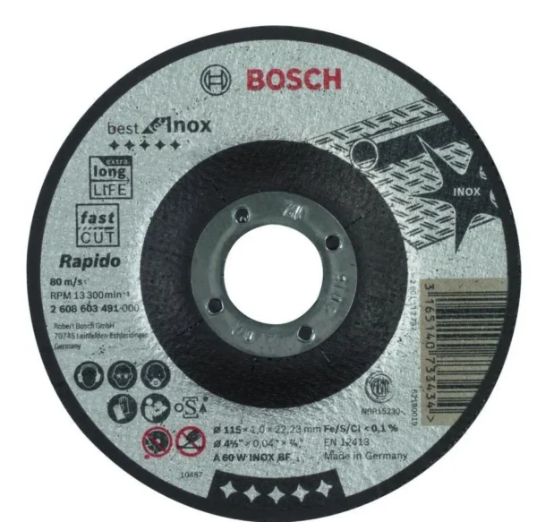 BOSCH 2608603491115 mm RAPIDO CUTTING DISC with depressed center