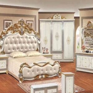 Royal Bed With Dressing Mirror Wardrobe