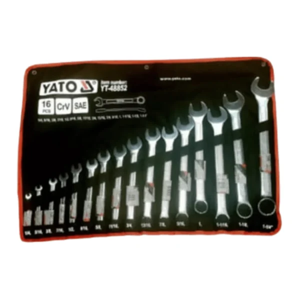 YATO YT-48852 1/4-1/4 16PCS COMBINATION SPANNER SET – S.A.E (INCHES)