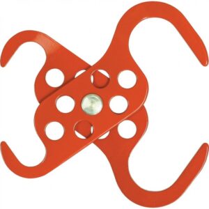 Red Powder - Coated Scissor Lockout scorpio Hasp - 6 Hole