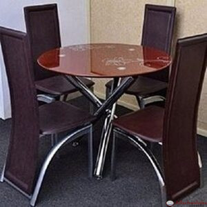 4 Seater Round Glass Dining Set