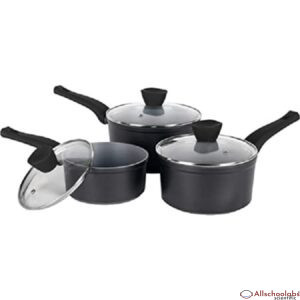 Russell Hobbs Pearlised Forged Aluminium 3 Piece Saucepan Set
