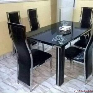 6 Seater Glass Dining Set | T908 | Black