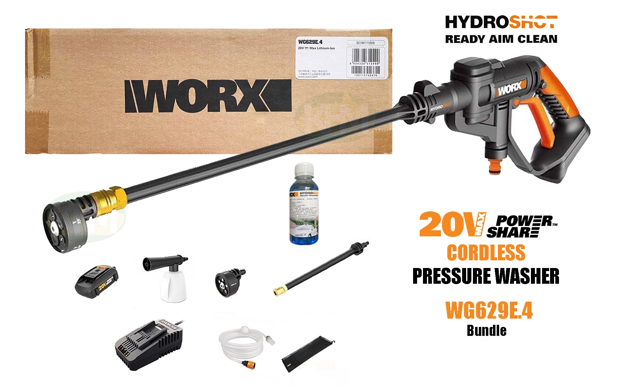 Buy Here Worx WG629E.4 20V HydroShot Cordless Portable Pressure