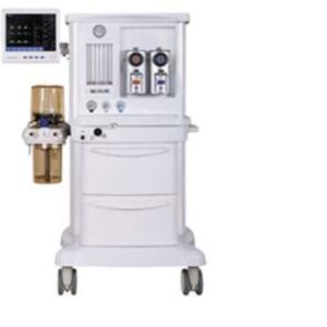 Anaesthesia Machine (Tidal Volume 20~1500Ml Mode: VCV, PCV, PSV, SIMV-VC, SIMV-PC, Manual 12″ TFT LCD colour touch screen, Built-in battery Built-in electronic PEEP valve Lung mechanics parameter and loops (P-V, V-F)Gas supply: O2, N2O, Air)