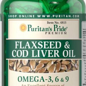 Puritan’s Pride Flaxseed & Cod Liver Oil Omega 3,6 & 9 100 Softgels