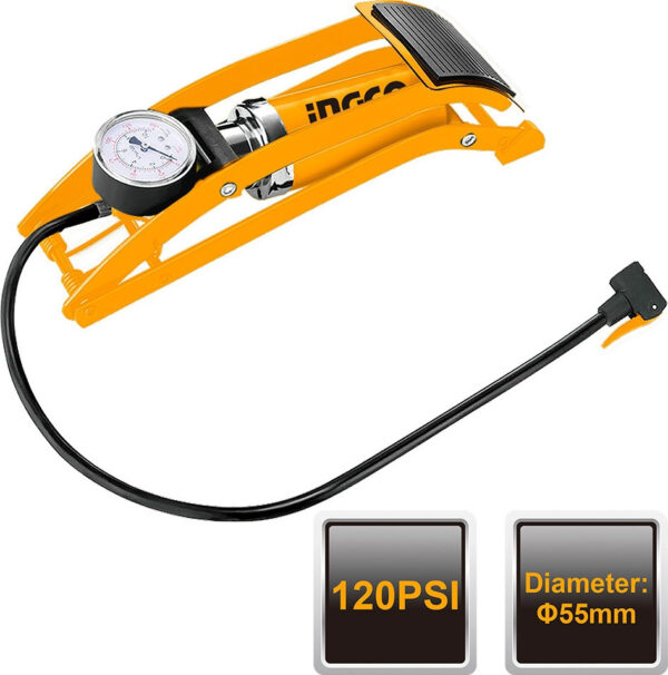 Ingco MPP5511 Foot Hand Pump Tire Inflator 120psi
