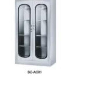 Instrument cupboard (Stainless steel, 2 lockable glass doors,6 adjustable shelves)