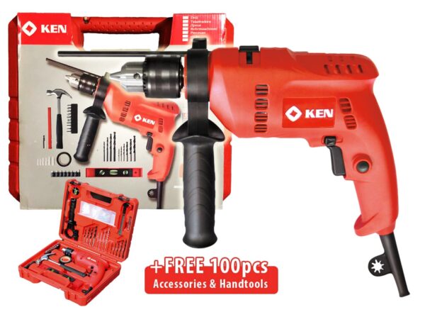 Ken 6913S Hammer Drill with 100pcs Accessories Kit Set