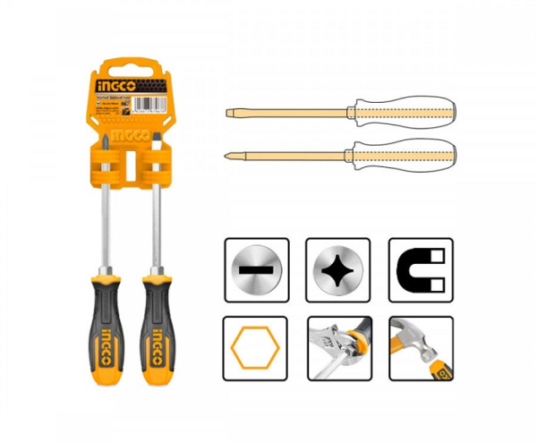 Ingco HSGT680208 2pcs Go Through Screwdriver Set
