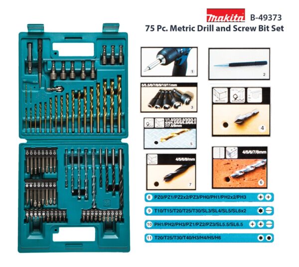 Makita B-49373 75 Pc. Metric Drill and Screw Bit Set