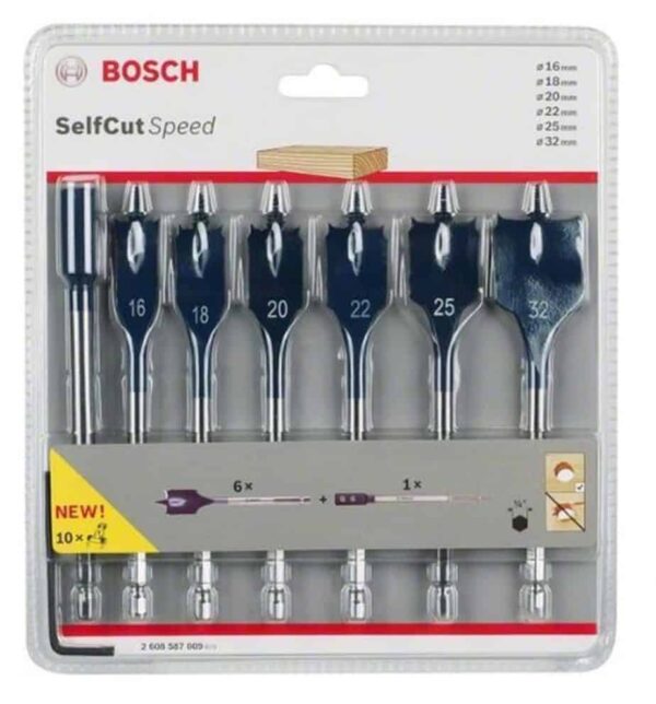 Bosch Professional 7-piece Self Cut Speed spade bit set 16; 18; 20; 22; 25; 32 mm