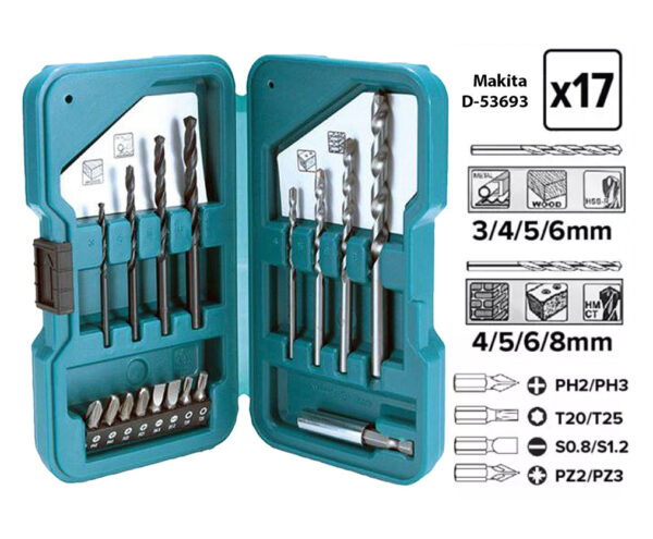 Makita D-53693 ? 17pc. Multi Bit/Drill Bit Combination Set