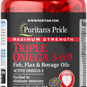 Puritan’s Pride Triple Omega 3,6,9 Fish, Flax and Borage Oil 60 Softgels
