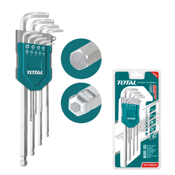 Total THT106291 Hex Allen Wrench Key - Ball End Set