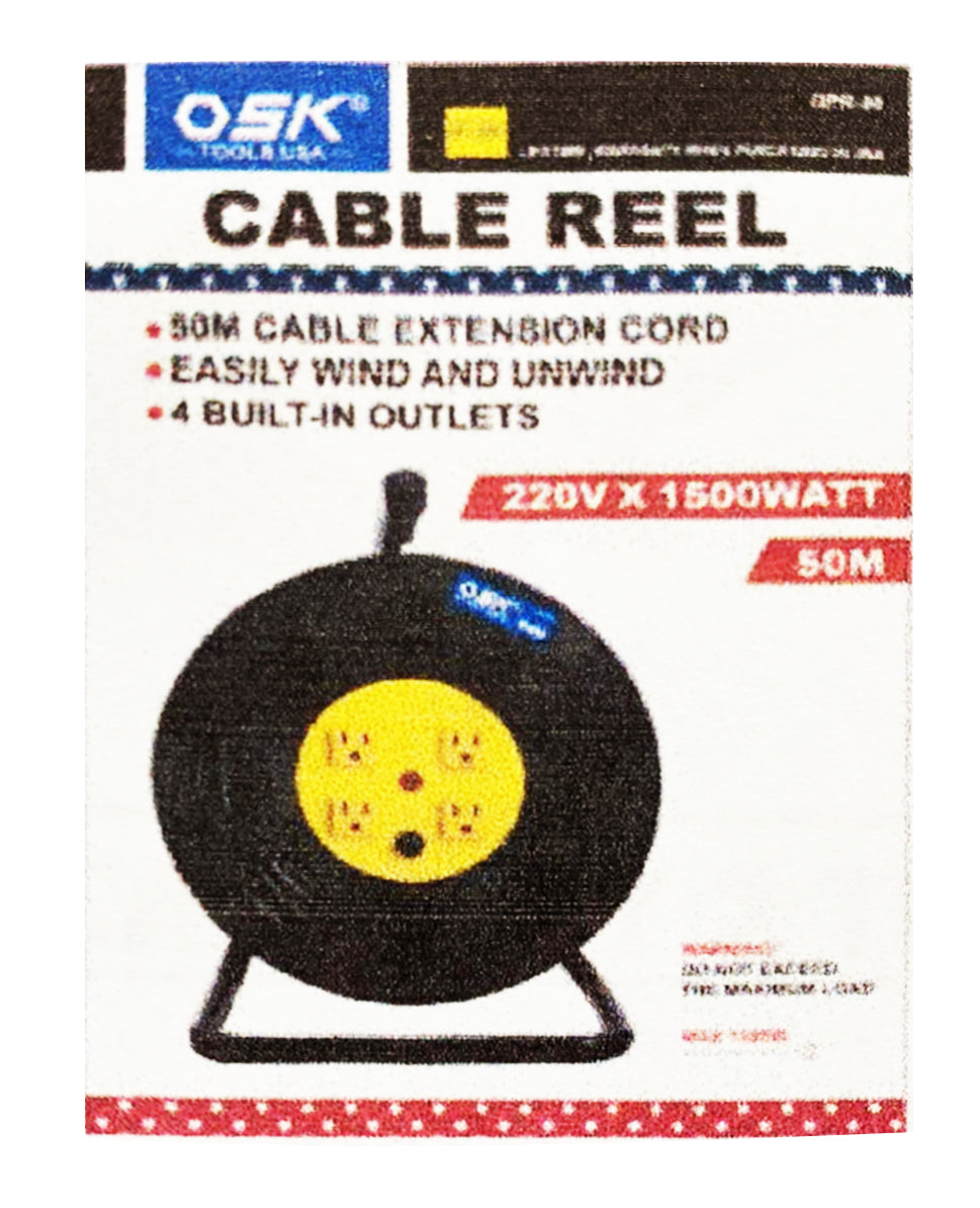 Buy Here - OSK GPR-50 Extension Cord Cable Reel 50 meters (4 Outlets) -  Allschoolabs Online