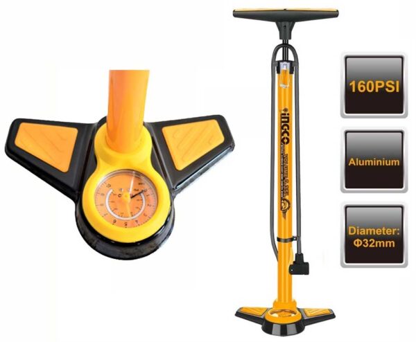 Ingco MPP3201 Tire Hand Pump Inflator (Anti-Slip Foot Pad) 160 psi