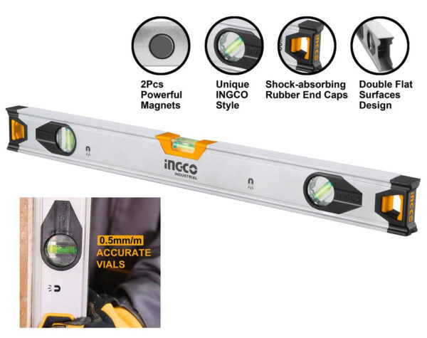 Ingco Spirit Level bar (Poweful Magnetic Base)