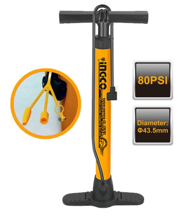 Ingco MPP4501 Aluminum Tire Hand Pump Inflator 80psi