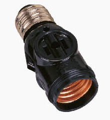Omni E27-702 Keyless Current Tap Socket with 2 Flat Pin Outlets 3A 250V