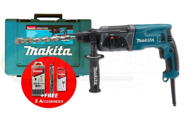 Makita HR2470X5 3-Modes SDS-Plus Rotary Hammer 24mm 2.7J
