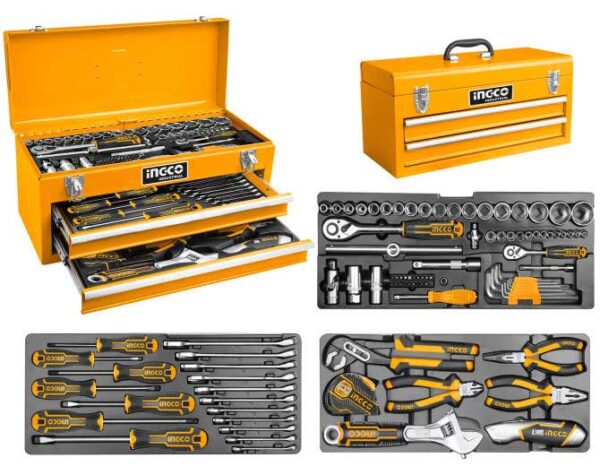Ingco HTCS220971 Tool Chest Set / Metal Tool Box Set with 97pcs Hand Tools Set