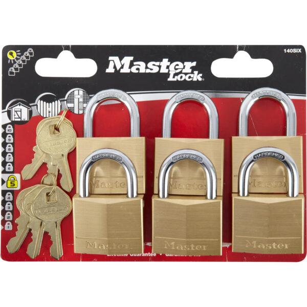 MasterLock 140EURSIX Brass Padlock 6pcs (Key Alike)