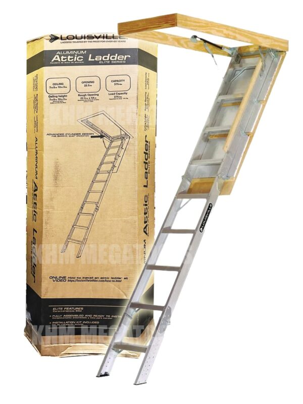Louisville AA2210 Aluminum Attic Ladder "ELITE" 375 lbs