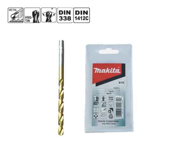 Makita HSS-TiN Metal Drill Bit (Pouch Pack) [10pcs per pack]