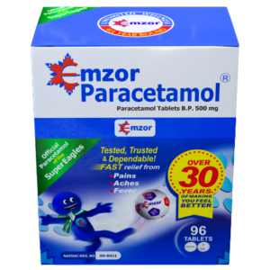 Emzor Paracetamol Tablets BP 500mg, 96 Tablets