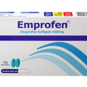 Emzor Emprofen Ibuprofen Softgels 400mg, 10 Softgels
