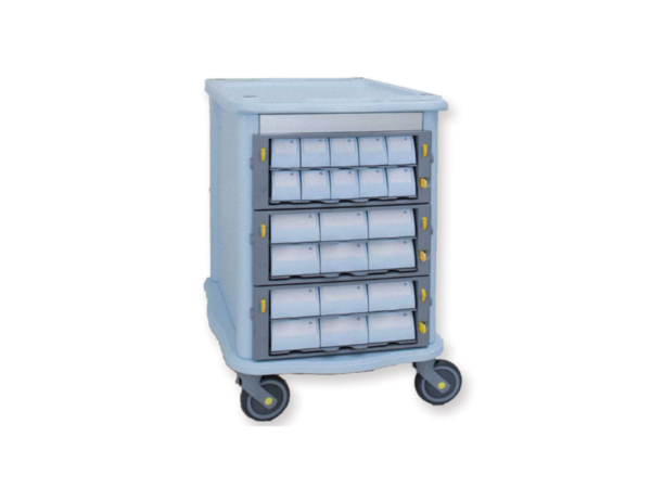 DOUBLE FACE PHARMACY TROLLEY - 3 large, 22 small drawers (SHIPPED FROM ABROAD)
