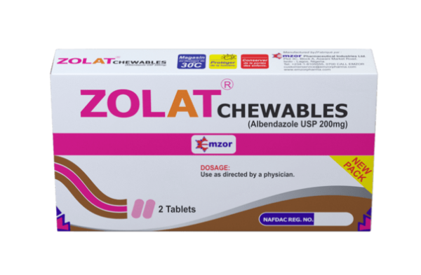 Emzor Zolat Chewables 200mg, 1 x 2 Tablets