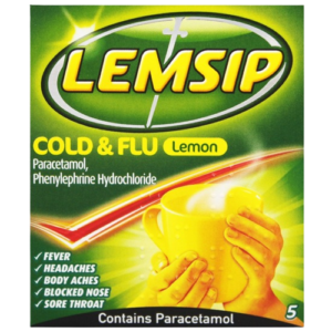 Lemsip Cold & Flu Lemon, Pack of 5