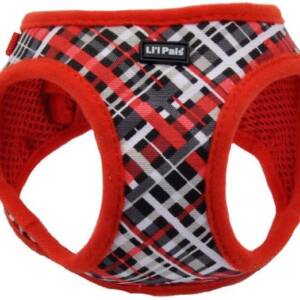 Li’l Pals® Canvas Dog Harness, Red and Grey Plaid, X-Small – 3/8″ x 8″-10″