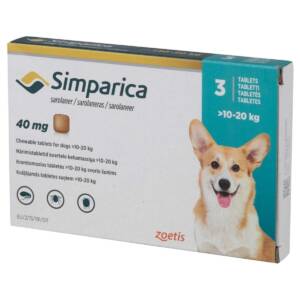 Simparica 40mg Chewable Tablets for Ticks & Flea in Dogs(Pack of 3)