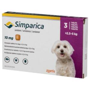 Simparica 10mg Chewable Tablets for Ticks & Fleas in Dogs 2.5Kg – 5Kg